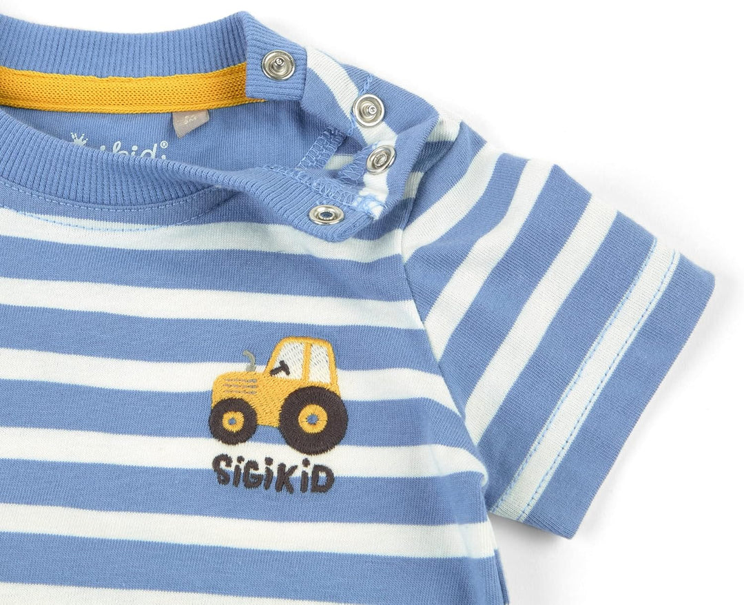 Sigikid Baby-Jungen T-Shirt 62 Blau-weiss Gestreift, 62 Blau-weiß Gestreift