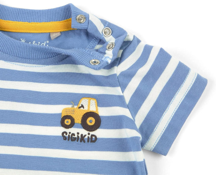 Sigikid Baby-Jungen T-Shirt 62 Blau-weiss Gestreift, 62 Blau-weiß Gestreift