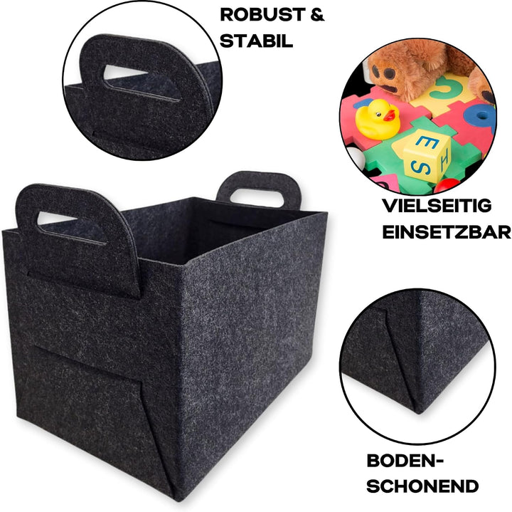 ToCi 2x Filzkorb | Flexibler Allzweckkorb aus Filzstoff | Platzsparend faltbar | Für Kaminholz, Zeit