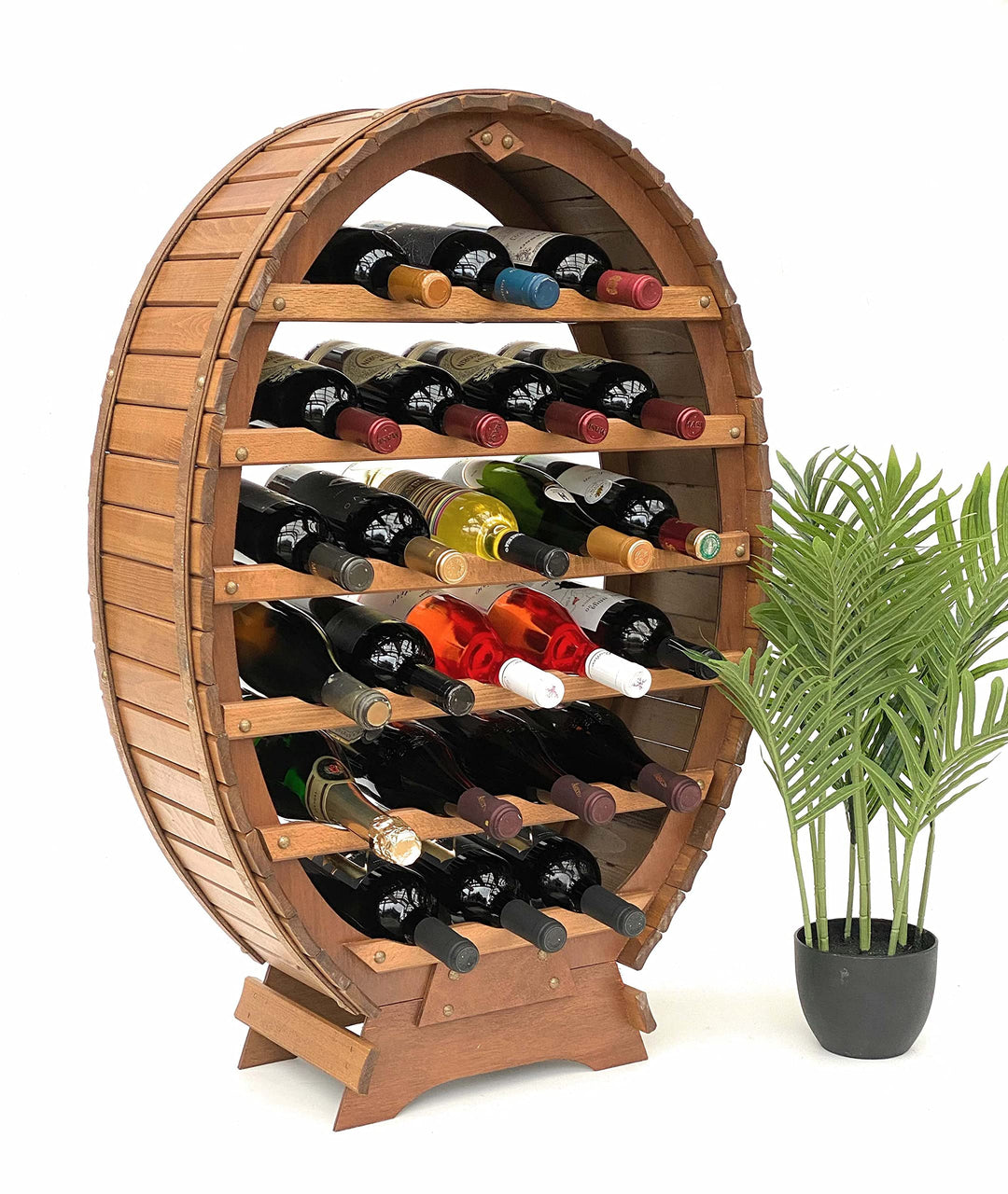 DanDiBo Weinregal Holz Stehend Weinfass 24 Flaschen Braun Flaschenregal Flaschenhalter
