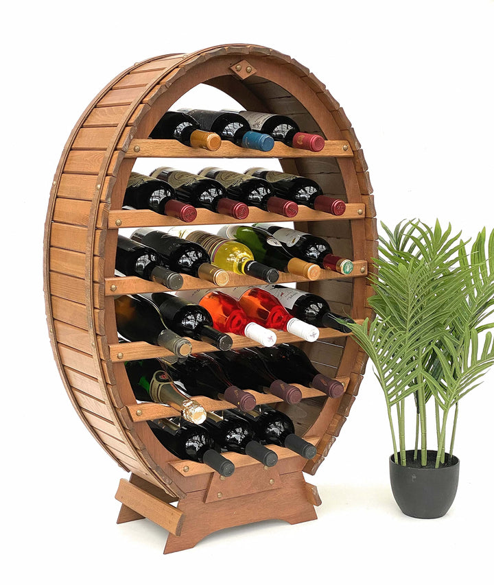 DanDiBo Weinregal Holz Stehend Weinfass 24 Flaschen Braun Flaschenregal Flaschenhalter