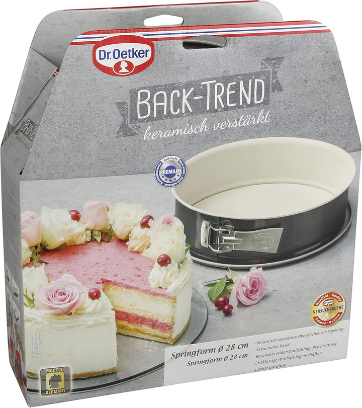 Dr. Oetker Springform Ø 28 cm BACK-TREND, Kuchenform mit Flachboden, runde Backform aus Stahl mit ke