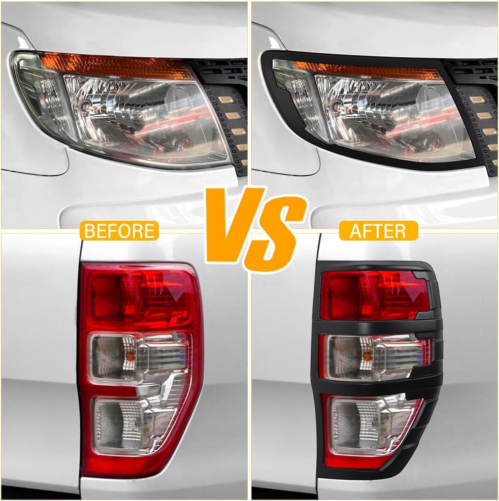 JHCHAN Scheinwerfer Rücklichtabdeckung für Ford Ranger T6 2012-2014 Raptor Limited Tremor XL XLT XLS