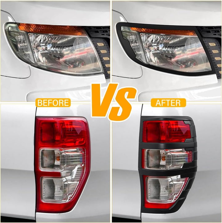 JHCHAN Scheinwerfer Rücklichtabdeckung für Ford Ranger T6 2012-2014 Raptor Limited Tremor XL XLT XLS