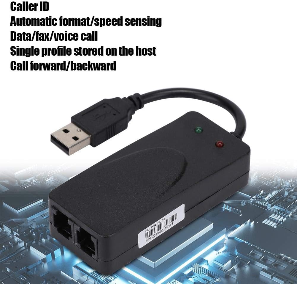 ASHATA Faxmodem 56K,Dual Port USB2.0 56K Externes Faxmodem USB Modem für 98/2000/ME/XP/Vista/CE5.0/1