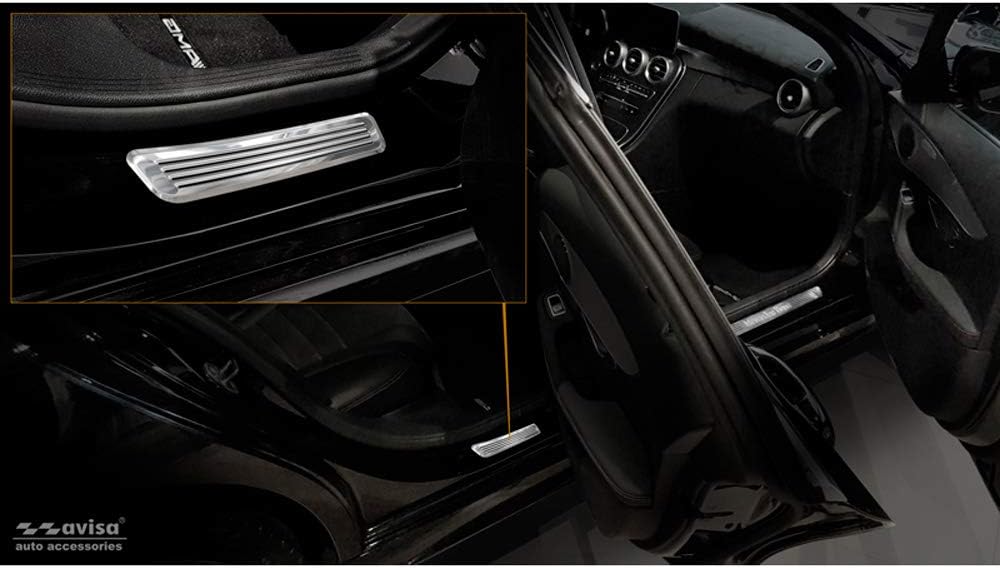 Edelstahl Einstiegsleisten kompatibel mit Mercedes C-Klasse W205 2014-2019 & FL 2019-2021 & W206 202