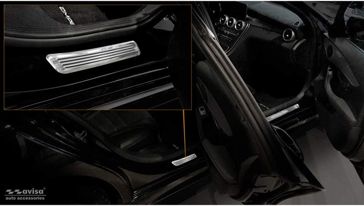 Edelstahl Einstiegsleisten kompatibel mit Mercedes C-Klasse W205 2014-2019 & FL 2019-2021 & W206 202