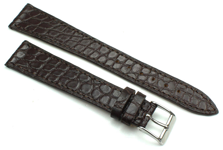 19mm XL Echt Alligator Klassik handgemacht in Deutschland Uhrenarmband Dunkel braun