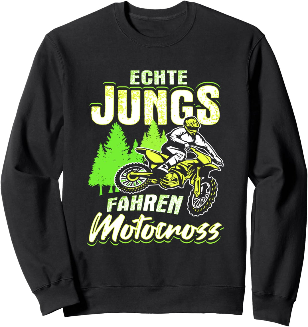 Echte Jungs Fahren Motocross Kinder Motorrad Dirt Bike Biker Sweatshirt