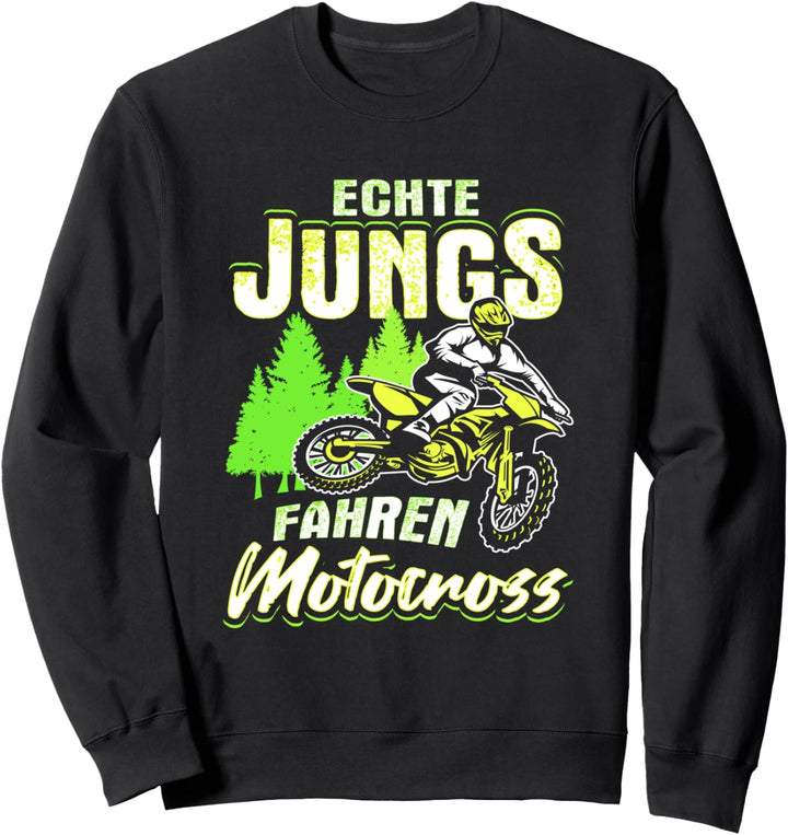 Echte Jungs Fahren Motocross Kinder Motorrad Dirt Bike Biker Sweatshirt