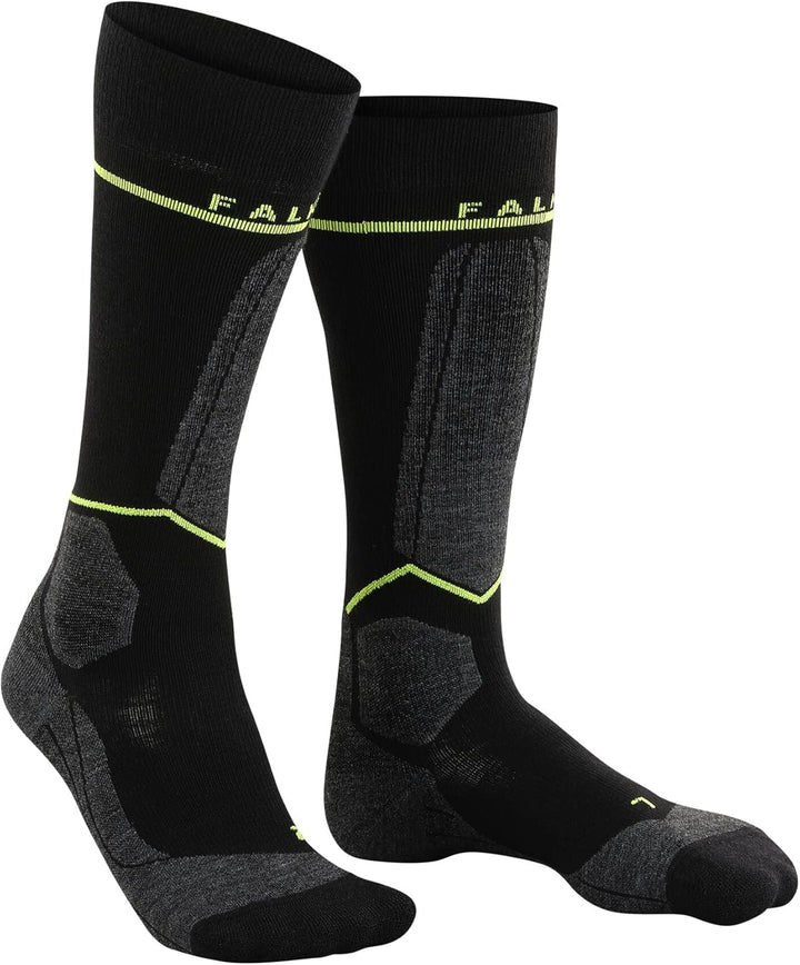 FALKE Herren Sk Energizing Wool M Kh Wolle mit Kompression 1 Paar Skisocken 39-42 Schwarz (Black-Lig