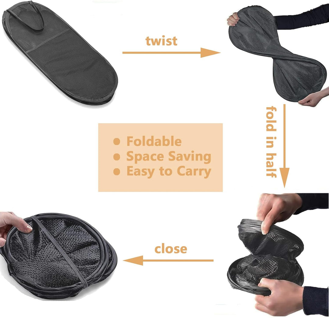 2 Stück Gross Netz-Wäschekorb Faltbar, Laundry Basket Mesh Pop up, Faltbarer Netz-Wäschekorb mit Rob
