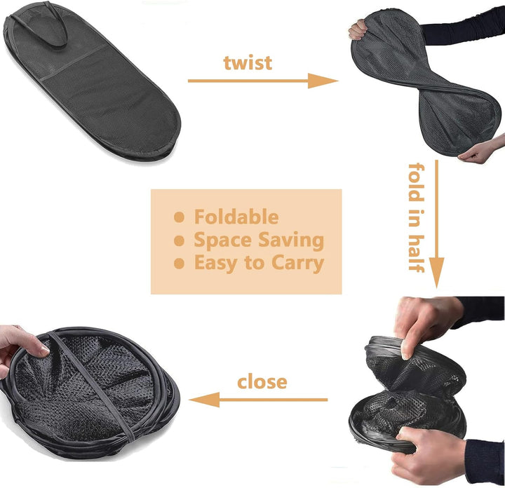 2 Stück Gross Netz-Wäschekorb Faltbar, Laundry Basket Mesh Pop up, Faltbarer Netz-Wäschekorb mit Rob