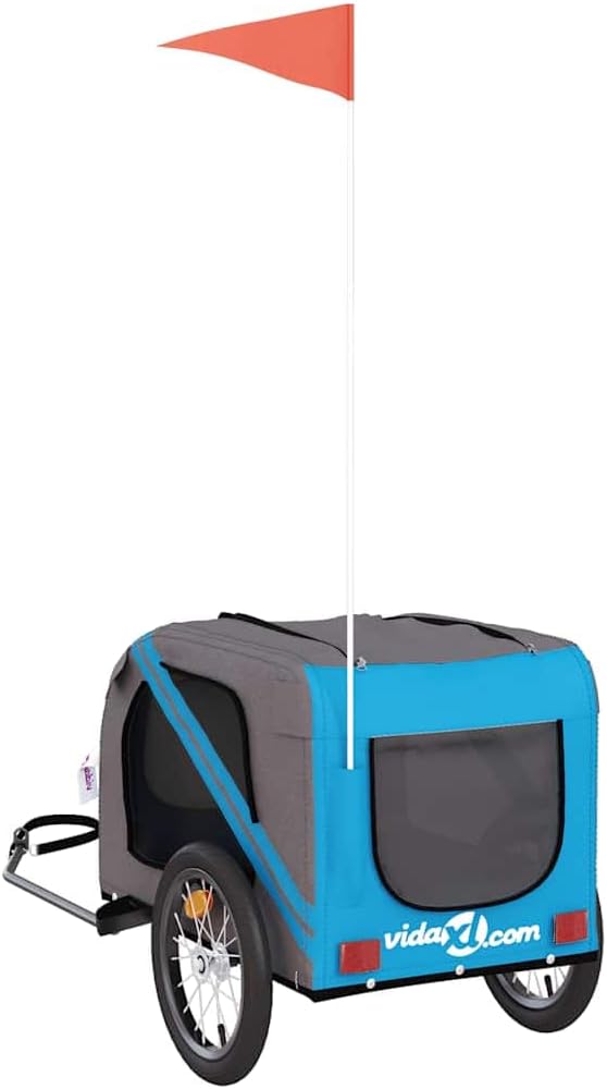 vidaXL Fahrradanhänger Hunde Hundeanhänger Hundetransporter Oxford-Gewebe Eisen Blau 125 x 63 x 66 c