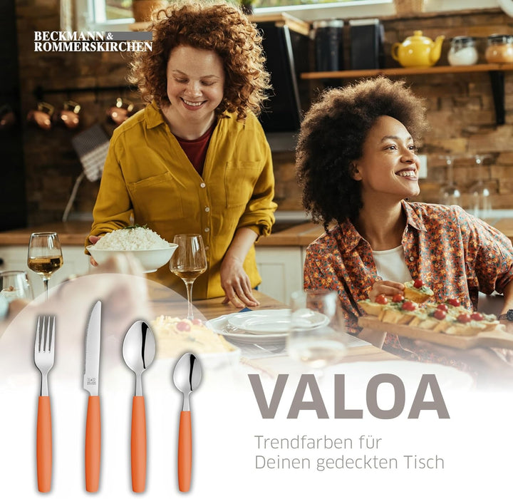 Beckmann & Rommerskirchen VALOA Besteck Set 4 Personen - 16-teilig - Orange - Spülmaschinenfest - Ho