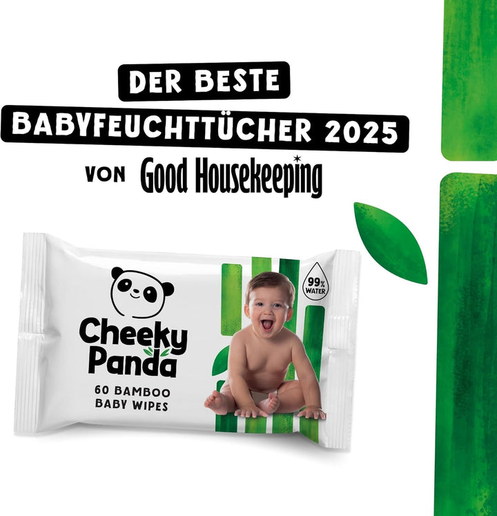 The Cheeky Panda 1536 Baby-Feuchttücher aus Bambus, biologisch abbaubar, Multipack, 24 Packungen