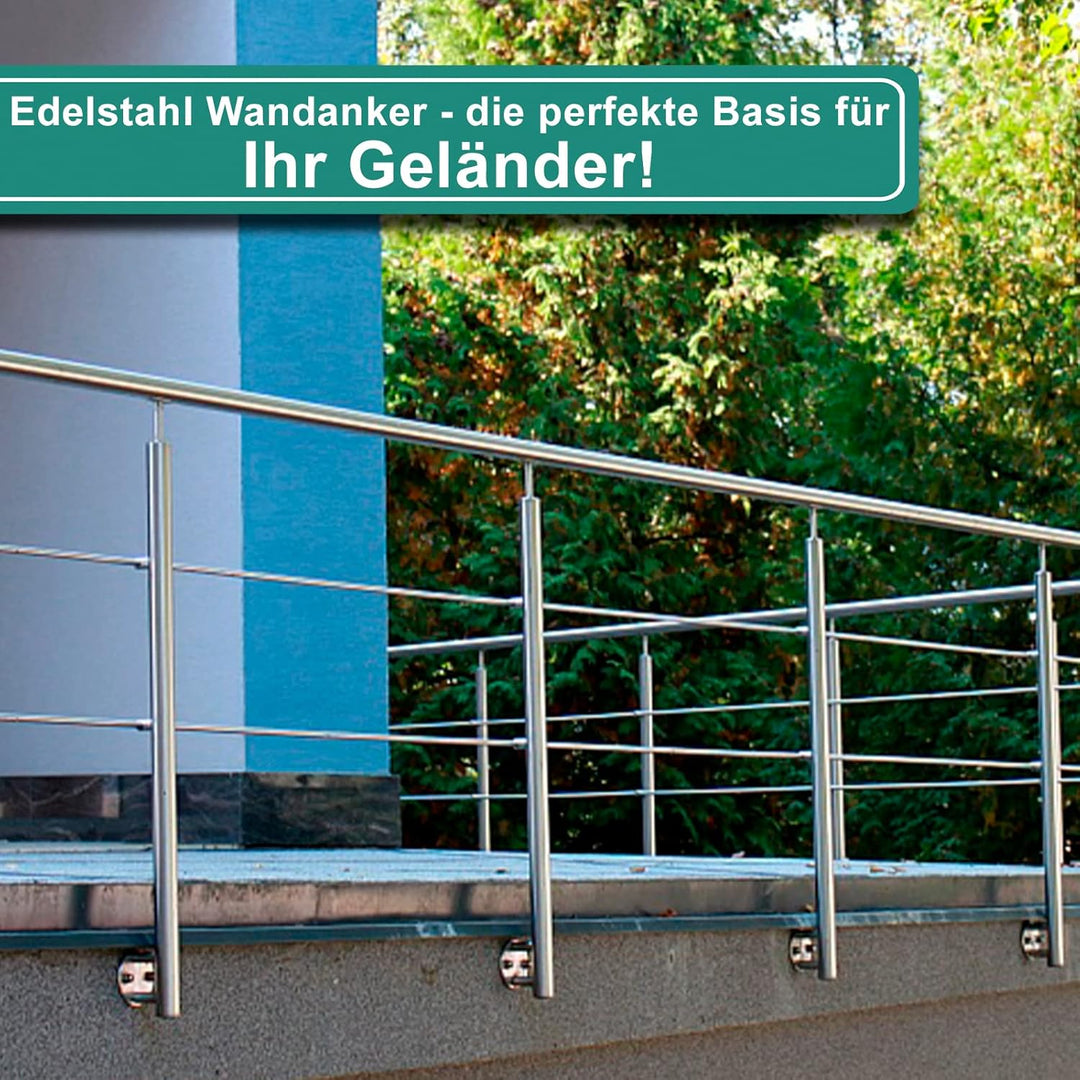 PRIOstahl Pfostenträger Pfostenhalter Wandanker Wandflansch Handlauf Bodenanker x 1 Halter Rund Ansc