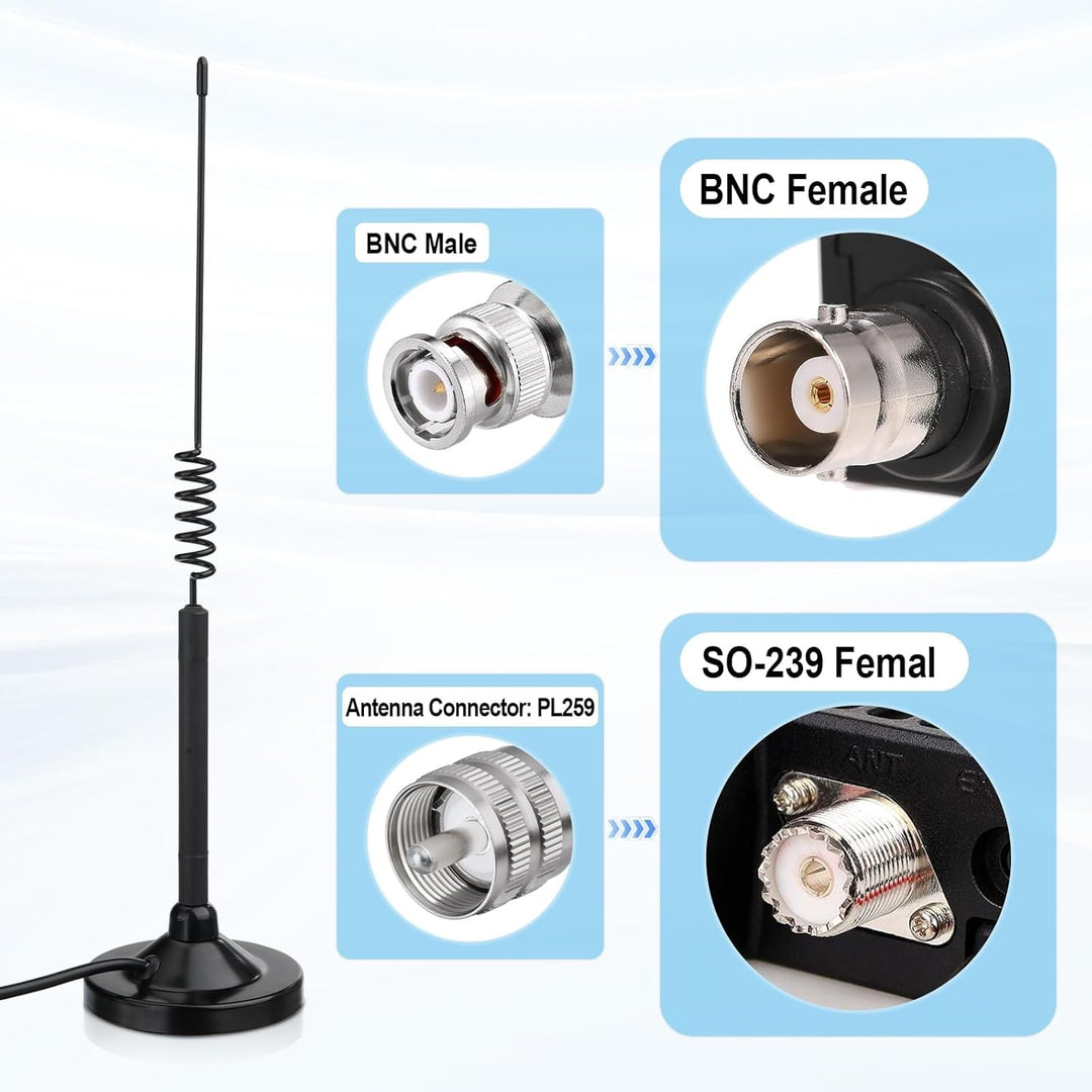 Superbat 26-28MHz Lastwagen CB Antenne | PL259 Stecker 3m RG58 Kabel | Magnet-Base | 2.5dBi, 50W | K