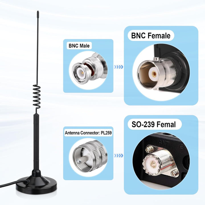 Superbat 26-28MHz Lastwagen CB Antenne | PL259 Stecker 3m RG58 Kabel | Magnet-Base | 2.5dBi, 50W | K