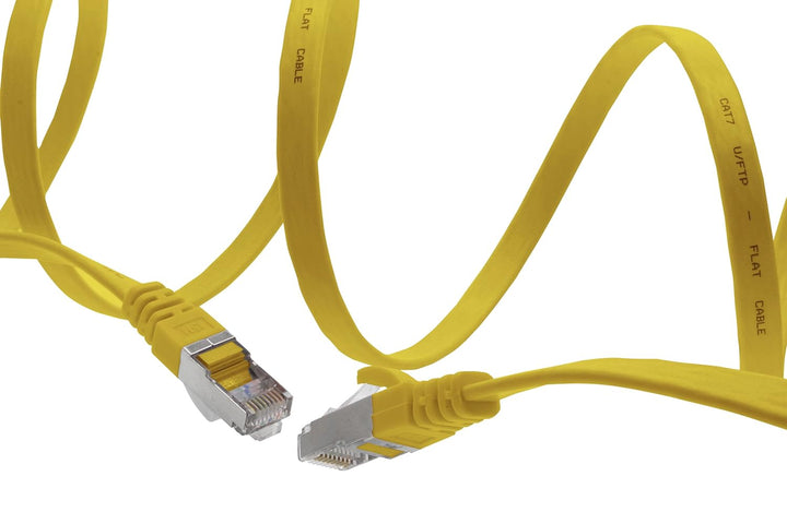 5m - gelb - 10 Stück Cat7 Flachkabel Netzwerkkabel Cat 7 Rohkabel Gigabit Lan (10Gbit/s) Flachbandka