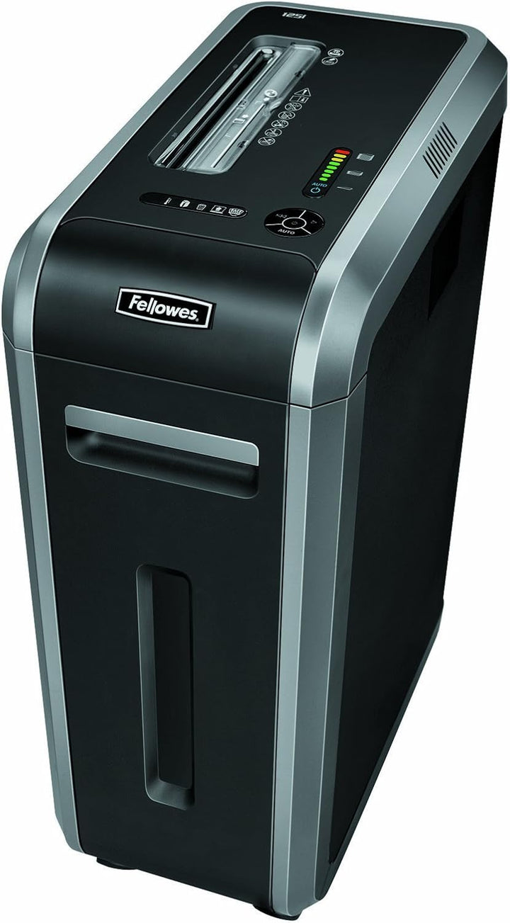 Fellowes Powershred 125i 100% Anti-Stau Aktenvernichter, Schneidleistung: 18 Blatt (Streifenschnitt)