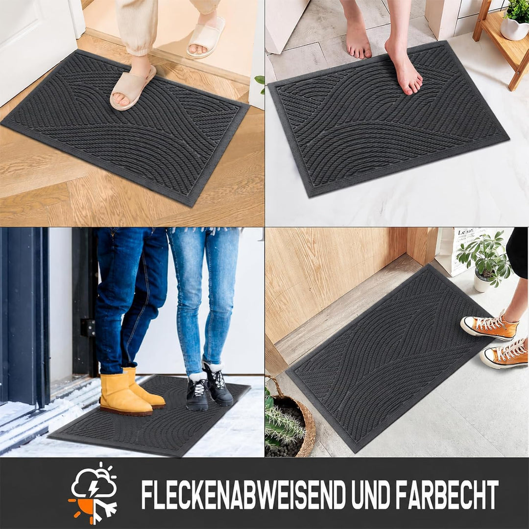 Fussmatte 40 x 60 cm Innen &amp; Aussen, rutschfeste Schmutzfangmatte, Waschbar Fussmatte, Wasserdicht T