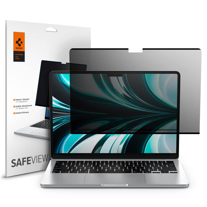 Spigen SafeView Magnetischer Blickschutzfilter für MacBook Air 13.6 Zoll (2022, M2), Sichtschutzfilt
