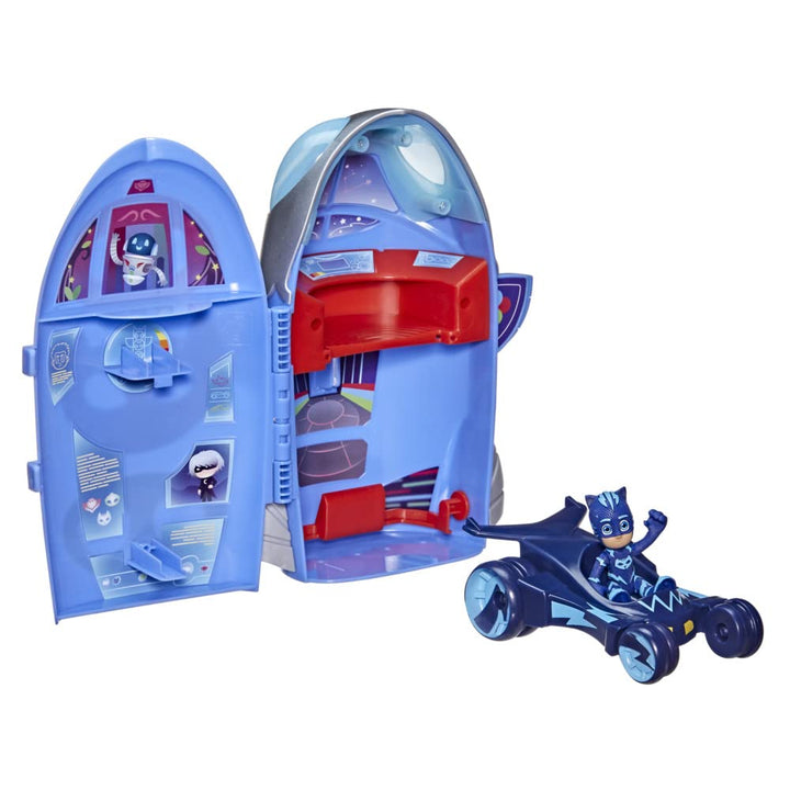 PJ Masks 2-in-1-Hauptquartier Spielset, Hauptquartier und Rakete, Spielzeug mit Action-Figur für Kin