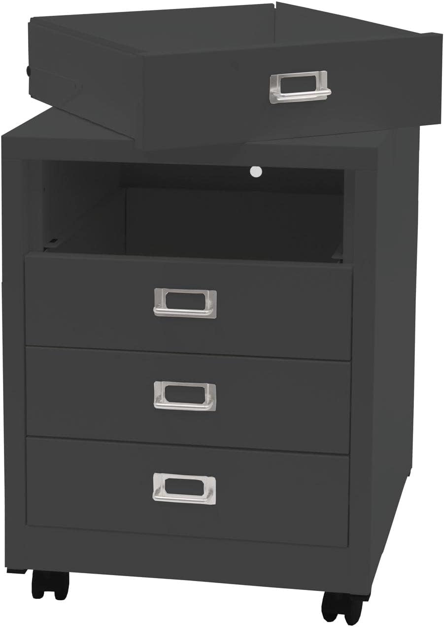 Mendler Rollcontainer HWC-L49, Schubladenschrank Stahlschrank Aktenschrank, Metall 55x40x41cm 4 Schu