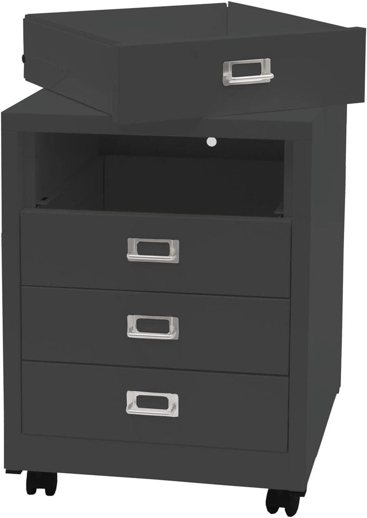 Mendler Rollcontainer HWC-L49, Schubladenschrank Stahlschrank Aktenschrank, Metall 55x40x41cm 4 Schu