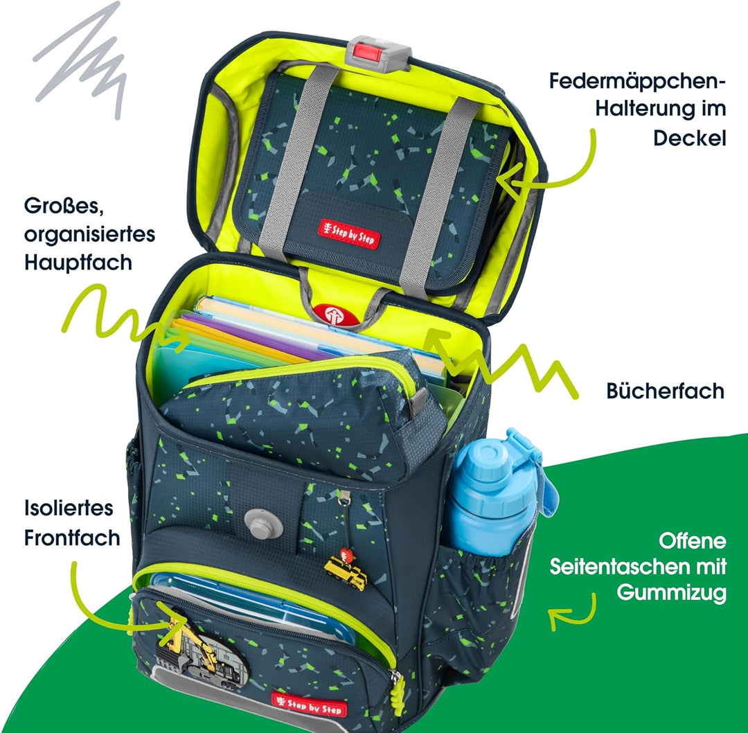 Step by Step Schulranzen-Set Cloud, 5-teilig, ergonomischer Tornister mit Reflektoren, höhenverstell