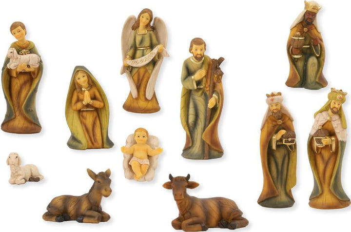 FADEDA 11x Krippenfiguren modern, Holzoptik/Höhe:9 cm/handbemalt/detailgetreue Krippen Figuren - Wei
