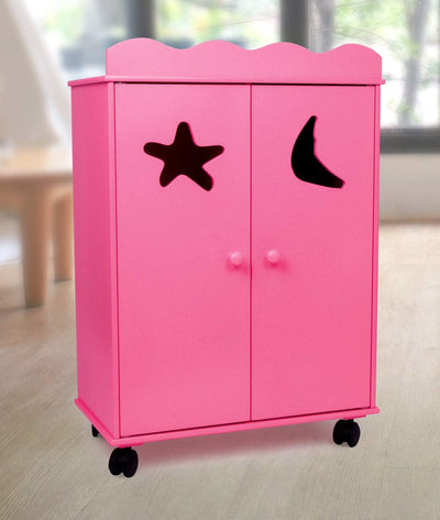 small foot Puppenschrank/Puppenmöbel aus Holz, mit einer Kleiderstange und 3 Fächer für Puppenkleide