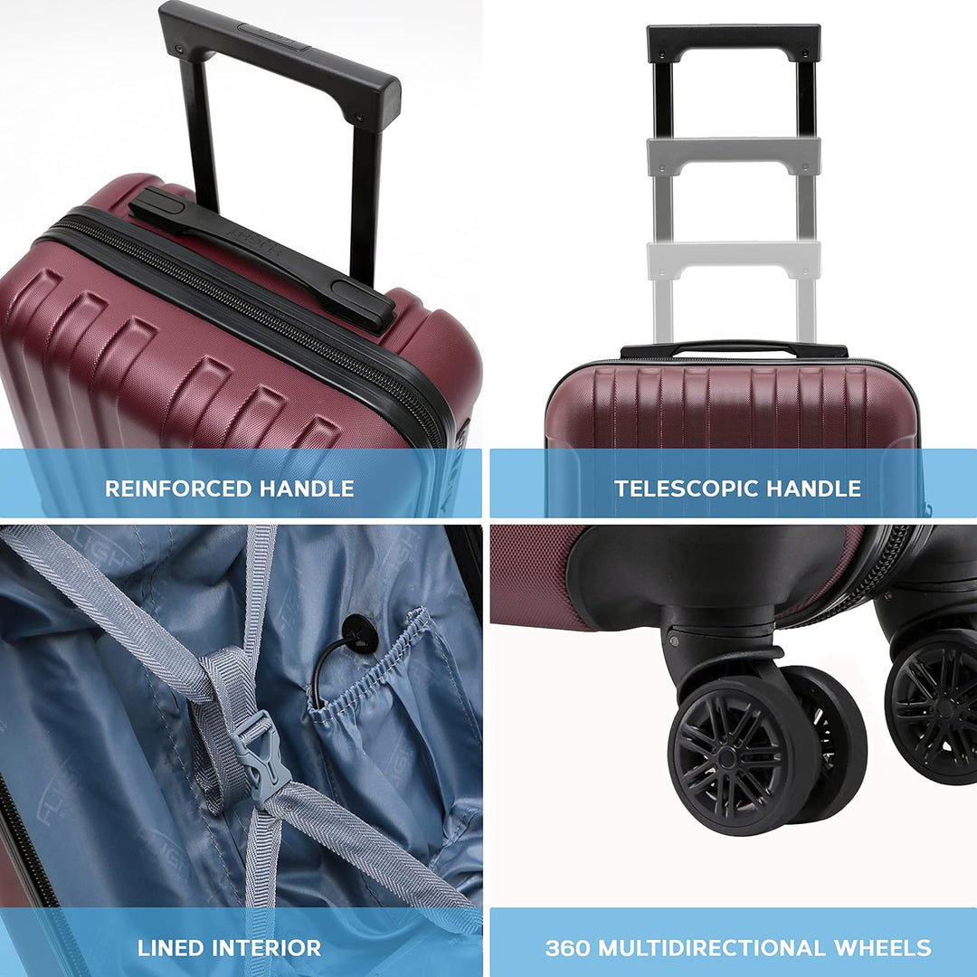 Flight Knight Premium 2er-Set Hartschalen-Handgepack - 8 Spinner-Rollen - TSA-Schloss & USB-Anschlus