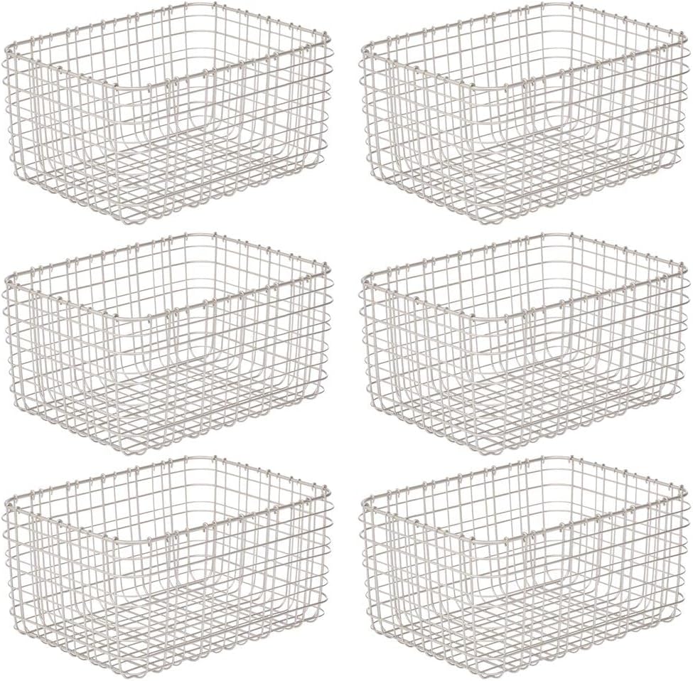 mDesign 6er-Set Allzweckkorb aus Metall – Aufbewahrungskorb für Küche, Vorratskammer etc. – kompakte