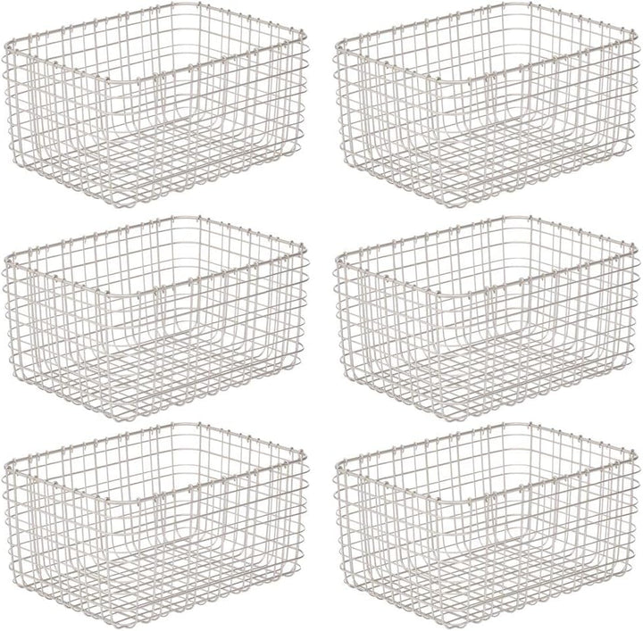mDesign 6er-Set Allzweckkorb aus Metall – Aufbewahrungskorb für Küche, Vorratskammer etc. – kompakte