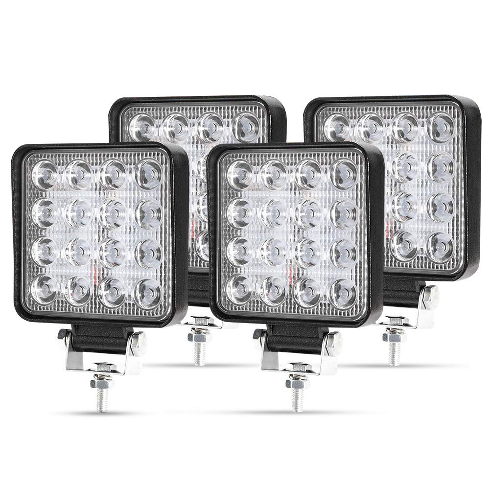 LED Arbeitsscheinwerfer, 4 X 48W Quadrat LED Offroad Zusatzscheinwerfer 12V 24V Scheinwerfer IP67 Wa