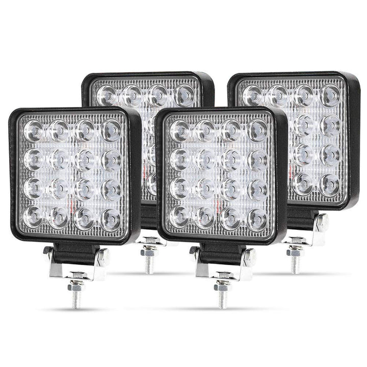 LED Arbeitsscheinwerfer, 4 X 48W Quadrat LED Offroad Zusatzscheinwerfer 12V 24V Scheinwerfer IP67 Wa