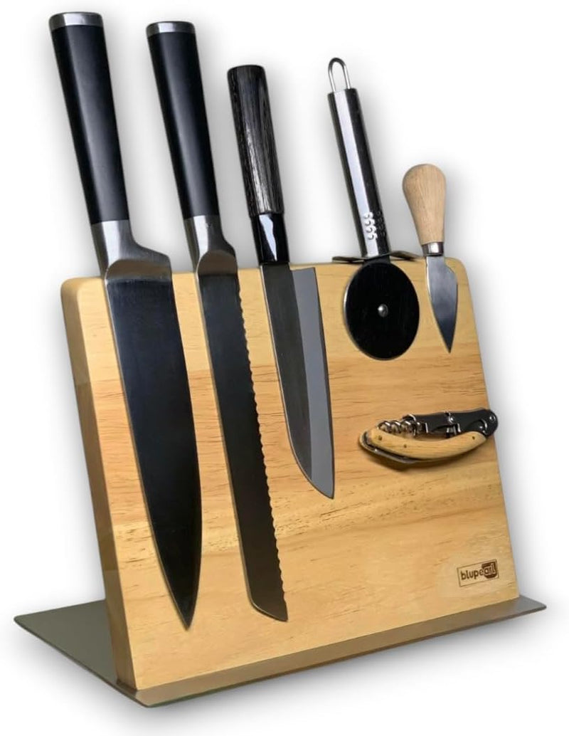 blupearl magnetisches Messerbrett aus edlem Eichenholz | magnetic knife board oak wood