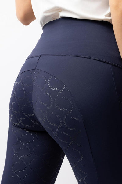 HORZE Damen Reitleggings Gillian, Reithose mit Handytasche und Silikonvollbesatz, Overture Navy