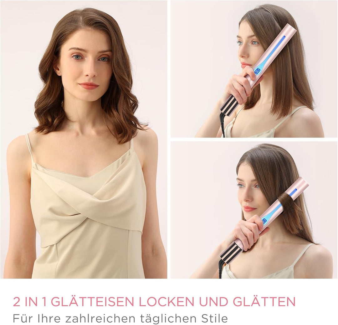 Infrarot-Ionen Haarglätter, PARWIN PRO BEAUTY 2 IN 1 Glätteisen Locken und Glätten, Infrarot- und Io
