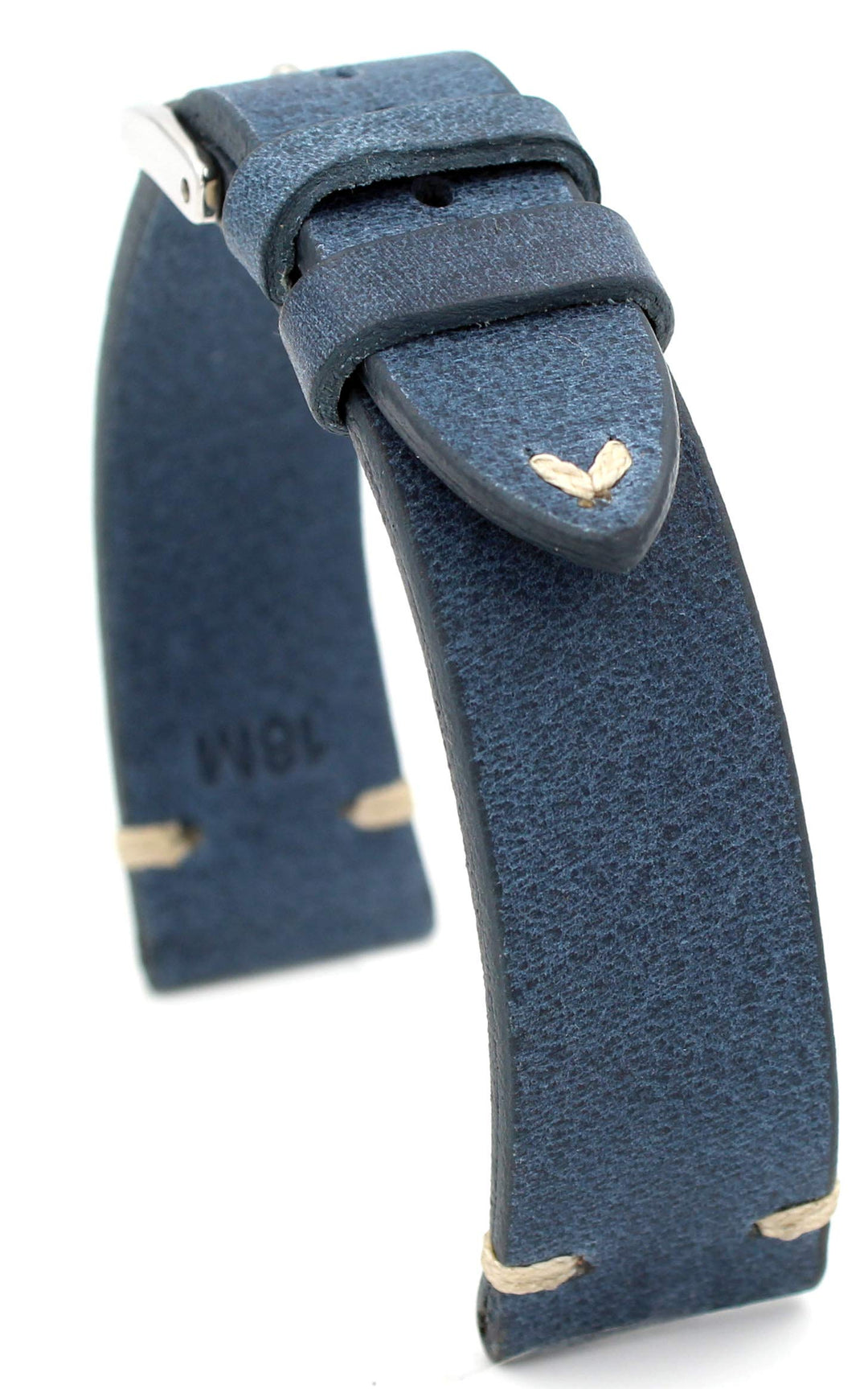 RIOS1931 18mm Sagittarius Vintage Rindsleder Uhrenarmband handgemacht in Deutschland blau