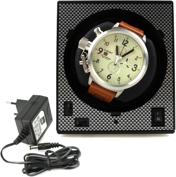 Uhrenbeweger Boxy Classic Carbon EDITION PRO1 mit Netzteil - neue Kollektion 2024