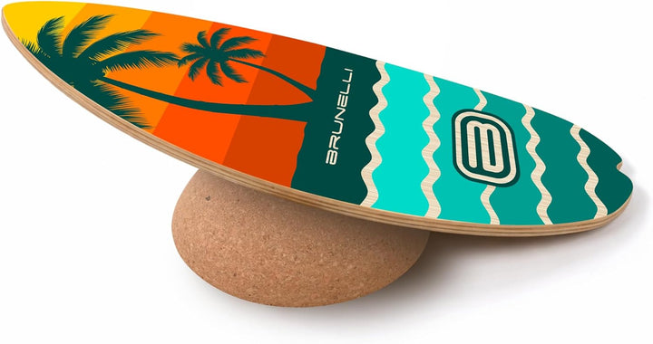 Brunelli Balance Board Holz Komplettset - Balanceboard mit Rolle & Halbkugel Gleichgewicht Core Trai