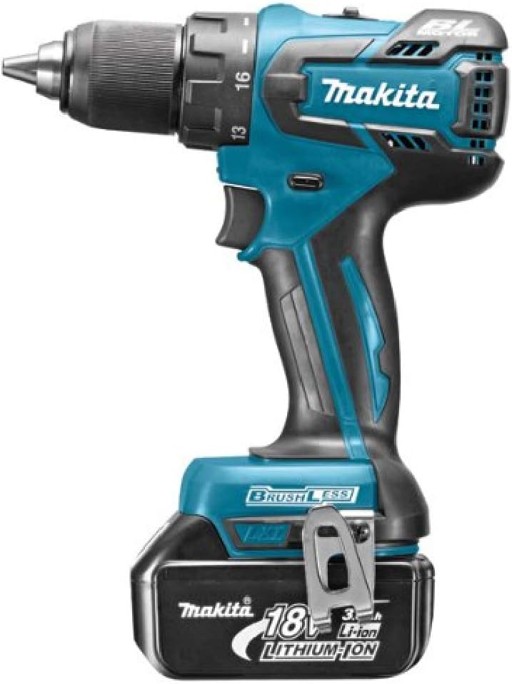 Makita Ø13mm Bohrschrauber 18 V Li-Ion Akku (2 x 3.0 Ah (ohne 45Nm DDF459RFJ Kohle), Blau, Silber