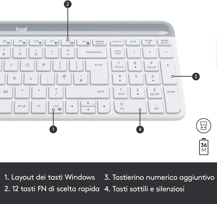 Logitech MK470 Slim Combo Kabelloses Tastatur-Maus-Set, 2.4 GHz Verbindung via Nano-USB-Empfänger, 1