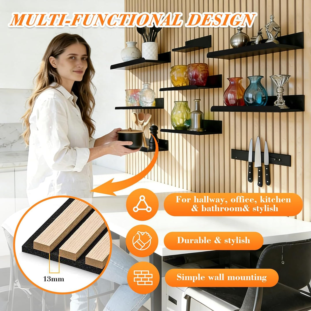 Sophisticate Metall Schwebende Wandregale Schwarz für Akustikpaneele 25×10cm, Regal für Horizontal A