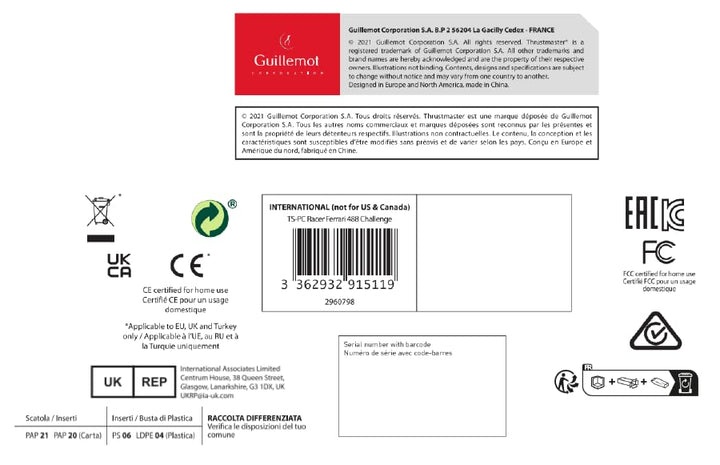 Thrustmaster TS-PC Racer Ferrari 488 Challlenge Edition - Force Feedback Racing Wheel für PC - Offiz