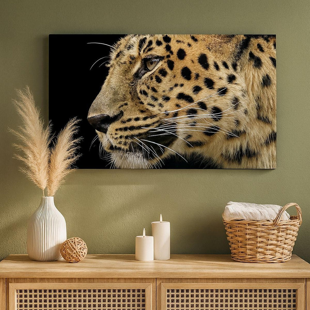 Bilder auf Leinwand 100x40cm Leinwandbild Tiere Leopard wilde Katze wilde Tiere Gross Wanddeko Bild