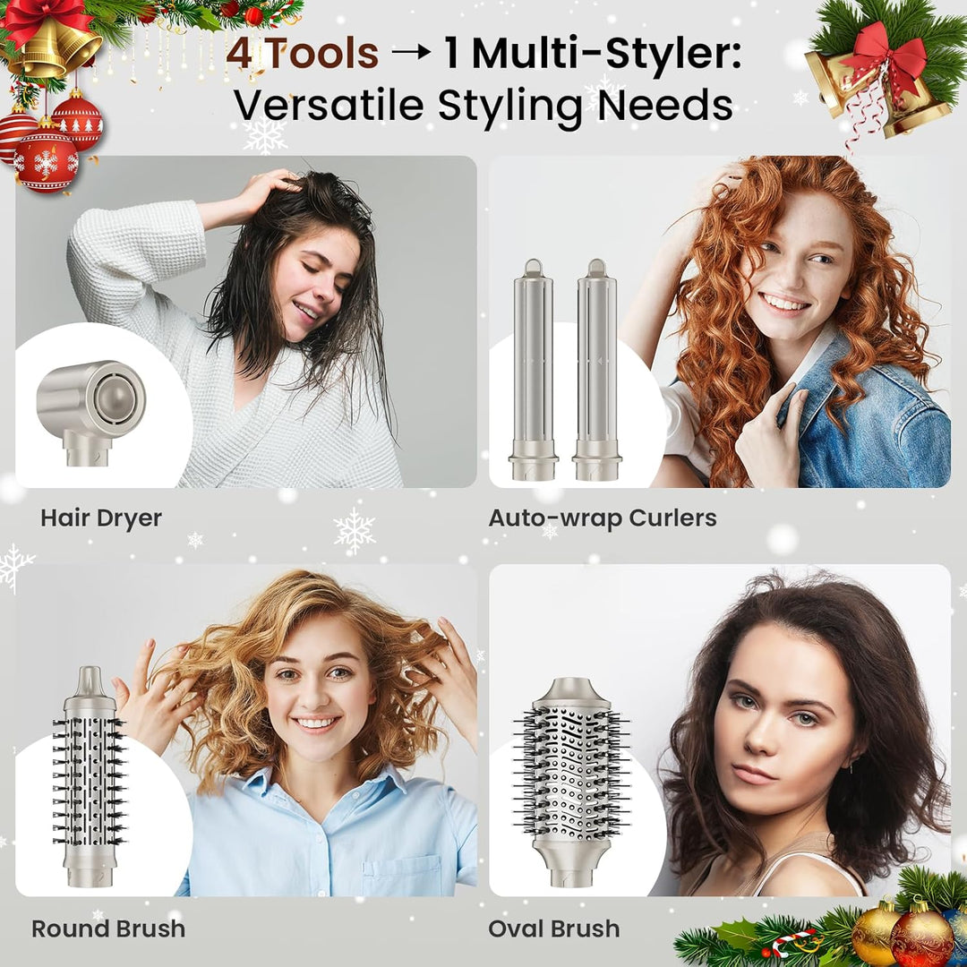 MESCOMB 5 in 1 Airstyler & Hairstyler Set – Ionen Föhn, Auto Lockenstab & Volumenbürste – Schnelltro
